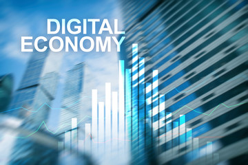 DIgital economy, financial technology concept on blurred background.