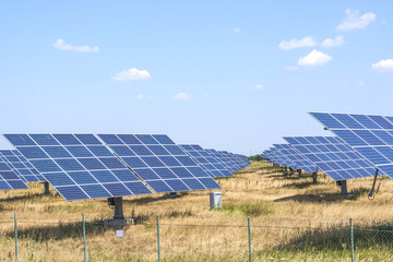 Installation of solar panels for the production of natural solar energy. Green electricity.