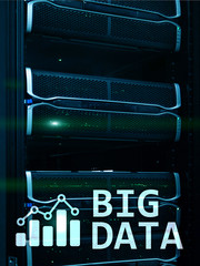 Big data analysing server. Internet and technology.