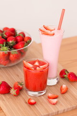 Food. Strawberry, milk cocktail, smoothies