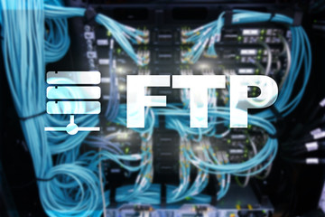 FTP - File transfer protocol. Internet and communication technology concept.