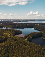 Views from the air of the lakes at Punkaharju Finland