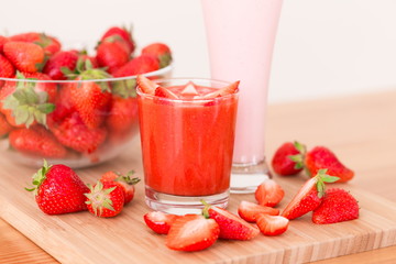 Food. Strawberry, milk cocktail, smoothies