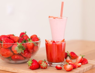 Food. Strawberry, milk cocktail, smoothies