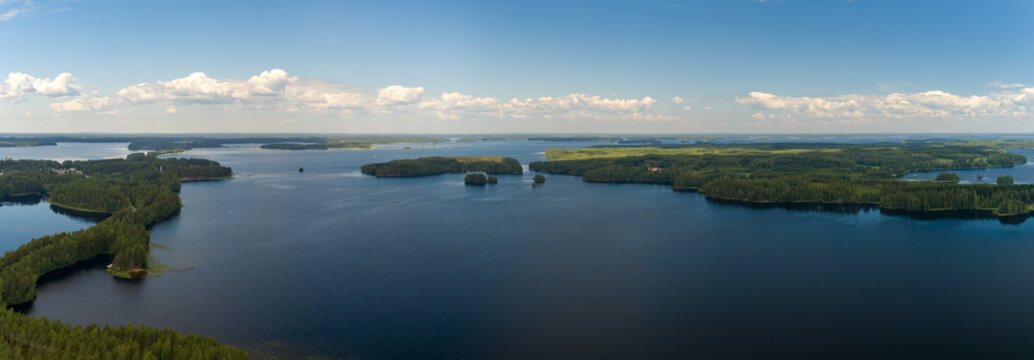 Views from the air of the lakes at Punkaharju Finland