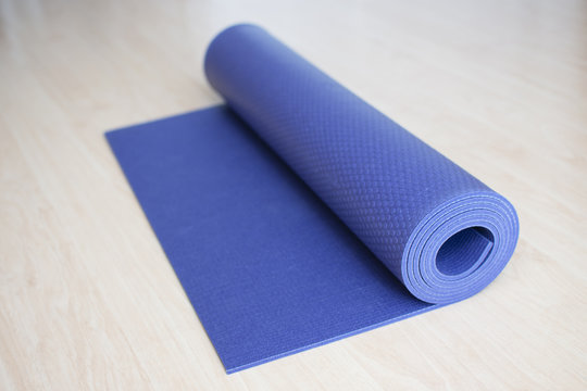yoga mat for home practice and wellness lifestyle concept