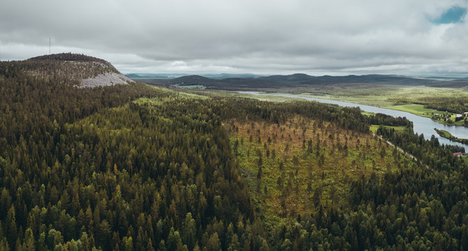 Aavasaksa mountain in northern Finland on a moody day