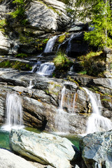 Fototapeta na wymiar detail of waterfalls in Lillaz, Valle d'Aosta, Italy