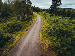 Gravel road through the forest, Lapland Finland