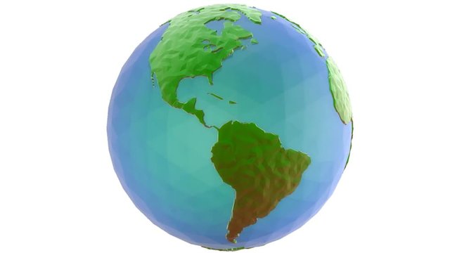 Rotating 3d low poly globe loop with alpha
