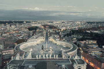 Aerial view on Rome, Italy. Evening. Selective focus.