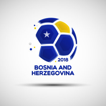 Abstract soccer ball with Bosnian and Herzegovinian national flag colors