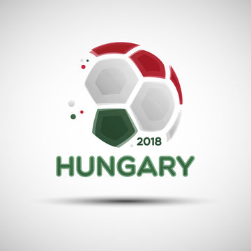 Abstract soccer ball with Hungarian national flag colors