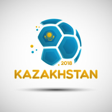 Abstract soccer ball with Kazakhstanian national flag colors