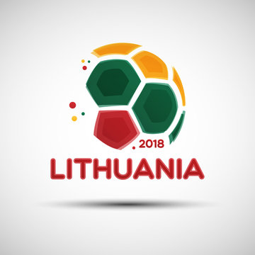 Abstract soccer ball with Lithuanian national flag colors