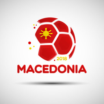 Abstract soccer ball with Macedonian national flag colors