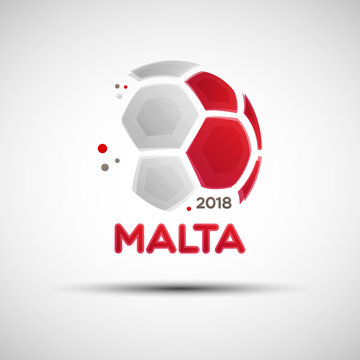 Abstract soccer ball with Maltese national flag colors