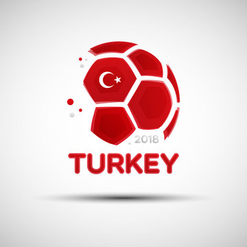Abstract soccer ball with Turkish national flag colors