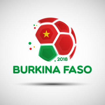 Abstract soccer ball with Burkina Faso national flag colors