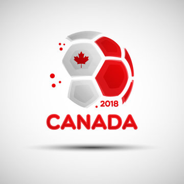 Abstract soccer ball with Canadian national flag colors