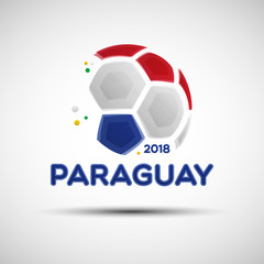 Abstract soccer ball with Paraguayan national flag colors
