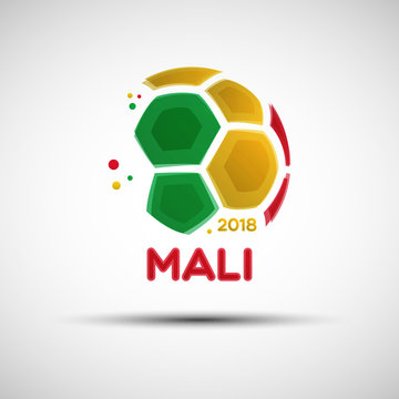Abstract soccer ball with Malian national flag colors