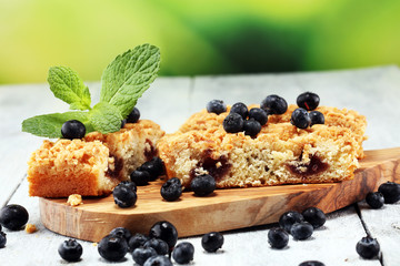 blueberry cake. homemade delicious blueberry cake for dessert.