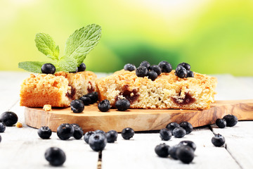 blueberry cake. homemade delicious blueberry cake for dessert.