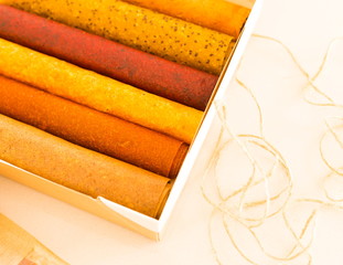 Food. Fruit pastille chips: orange and apple