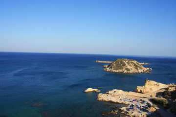 Grand blue beach in Stegna on Rhodes island in Grecce