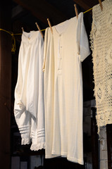Old Victorian underwear on clothesline