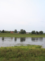 Fototapeta premium picturesque river bank at sunset