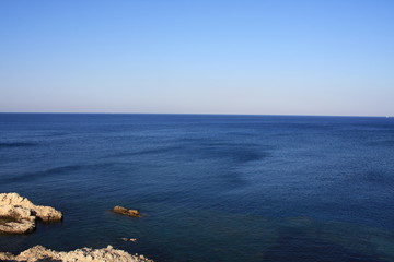 Grand blue beach in Stegna on Rhodes island in Grecce.