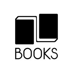 Logotipo BOOKS con libros reflejados en color negro