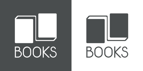 Logotipo BOOKS con libros reflejados en gris y blanco