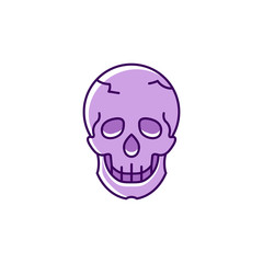 Skull icon, Colorful flat skull logo. Thin line art design, Vector outline illustration