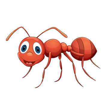 Funny cartoon ant, children's style, coloring book.