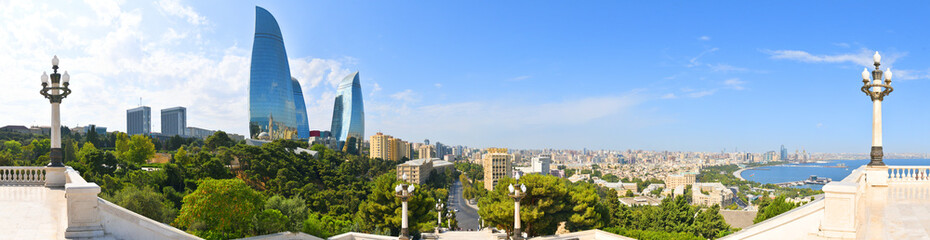 Baku,panoramic view from the mountain park - obrazy, fototapety, plakaty