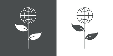 Logotipo global con hojas en gris y blanco © teracreonte