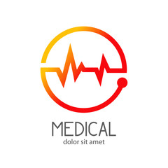 Logotipo MEDICAL con ritmo cardiaco en circulo en naranja