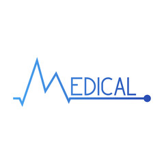 Logotipo MEDICAL en ritmo cardiaco en color azul