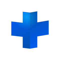 Logotipo medico cruz perspectiva azul