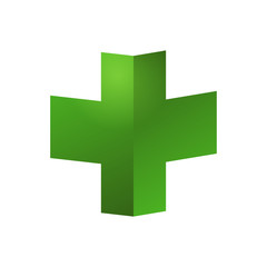 Logotipo medico cruz perspectiva verde