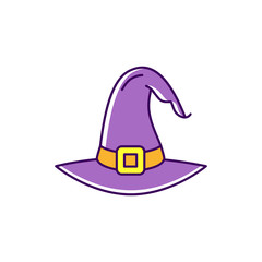 Witch hat icon Colorful flat Halloween icon, Thin line art design, Vector outline illustration