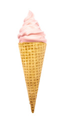Pink Soft Serve in a Waflle Cone