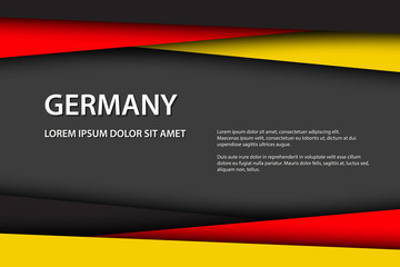 Modern vector background, overlayed sheets of paper in the look of the German flag, Made in Germany, German colors and grey free space for your text
