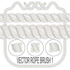 vector brush old sea rope. three elements. shaggy end. hand made. light yellow shade