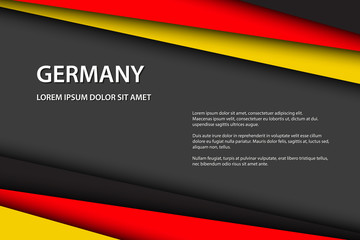 Modern background with German colors and grey free space for your text, Made in Germany, vector overlayed sheets of paper in the look of the German flag