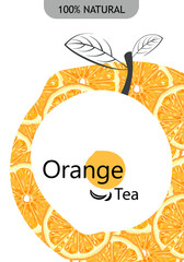 Packing design of orange. Illustration orange banners. Design for juice, tea, ice cream, lemonade, jam, natural cosmetics, sweets and pastries filled with orange, dessert menu