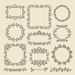 Vintage ornaments and dividers. Design elements set. Ornate floral frames and banners. Vector graphic elements for design.